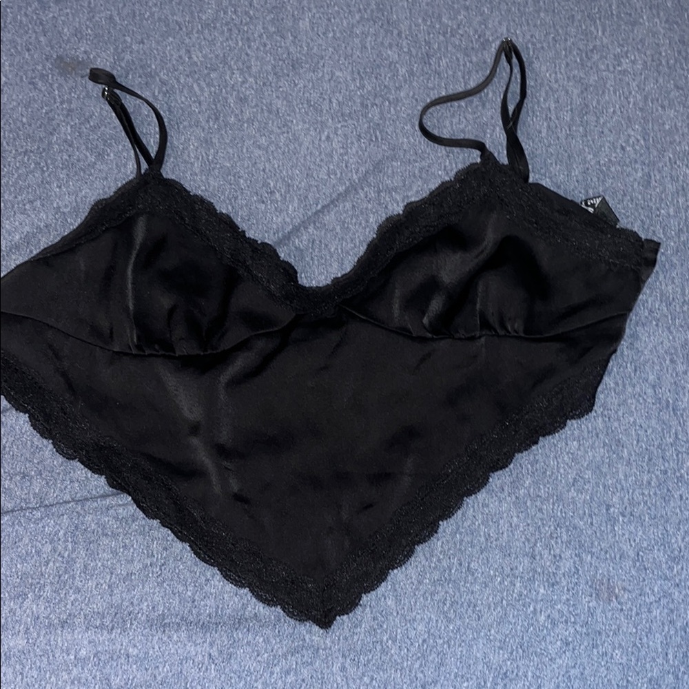 Forever 21 Black Lace Bandeau Tie Top